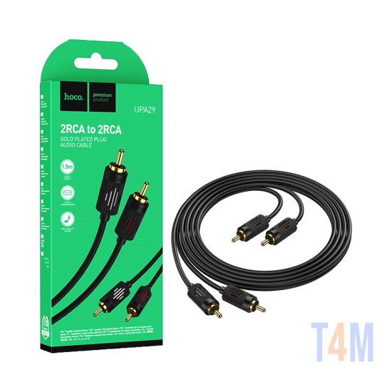 Cable de Audio Hoco UPA29 2RCA Rojo y Blanco a 2RCA Lotus 1,5m Negro